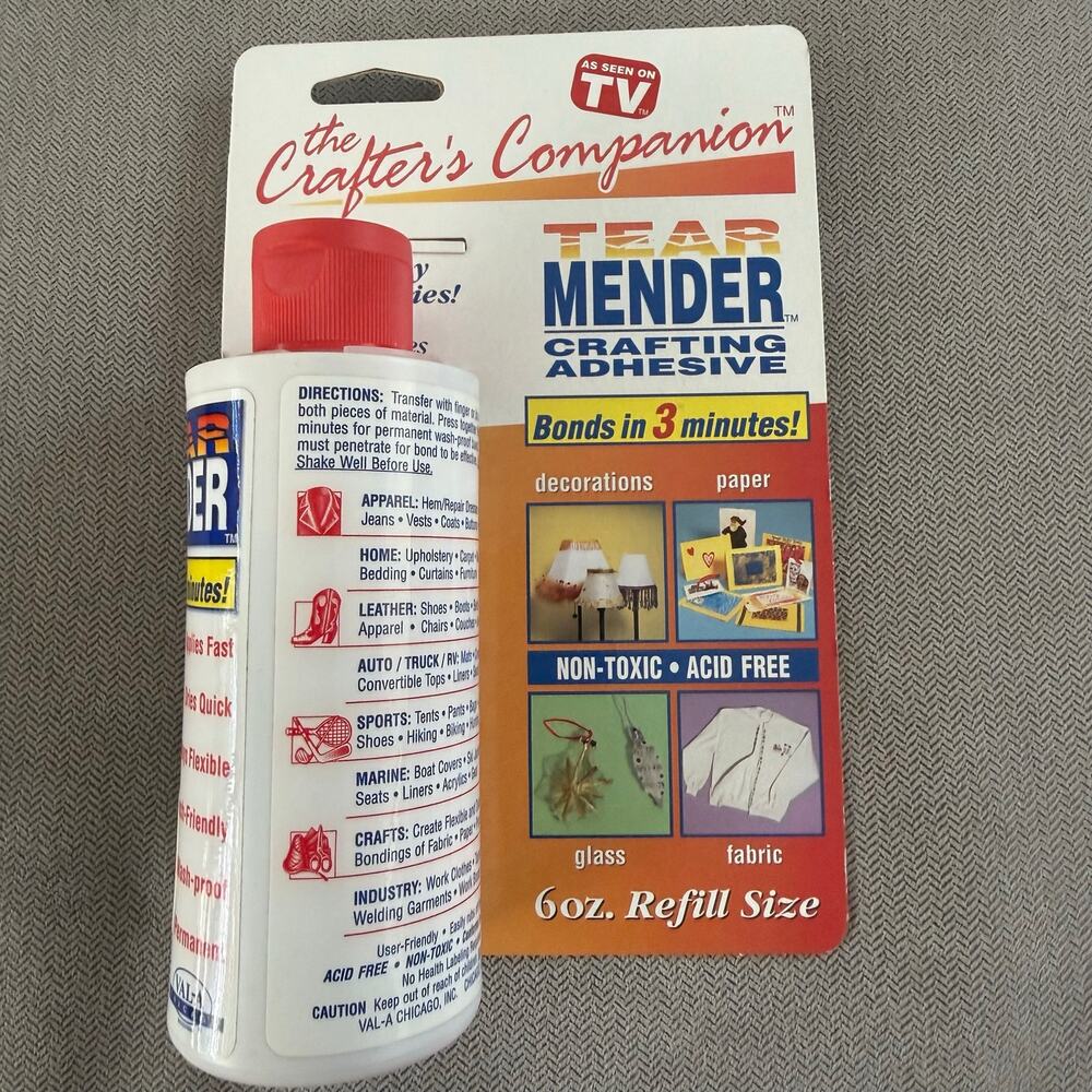 Tear Mender Crafter Companion Crafting Adhesive 6 oz Refill Fabric Leather Glue